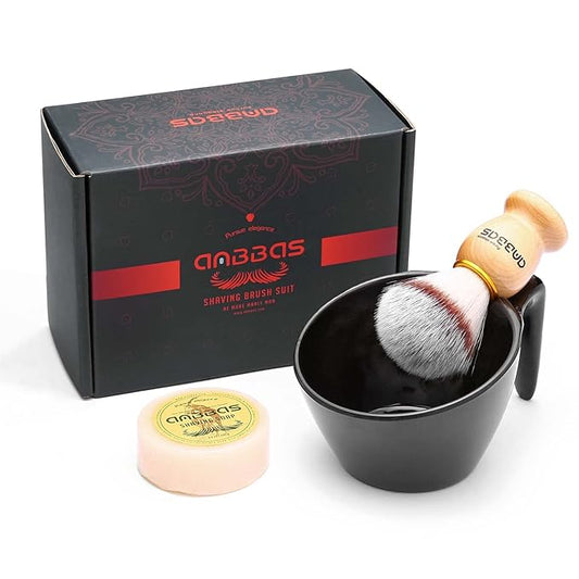 Anbbas Synthetic Badger Shaving Brush with Nylon Bristles,Melamine POP Mug for Lathering and 100g Shaving Soap for Men Close Shave,Women Girls Hair Removal