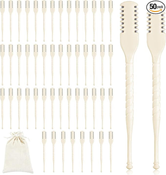 Lothee 50 Pcs Manual Nose Hair Trimmer - Rotating Nasal Hairs Razor Cutter Nose Hairs Cleaner for Women and Men - Portable Nostril Hair Remover Tools for Home and Beauty Salon