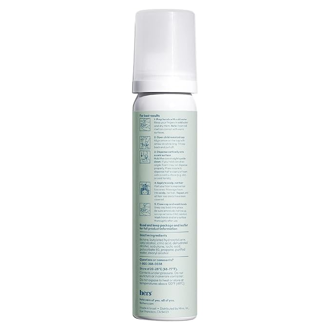 hers Hair Regrowth Treatment - Topical Minoxidil 5% Foam for Women - Extra Strength - Supports Thicker, Fuller Hair - Non-Greasy - Unscented, 2 Pack