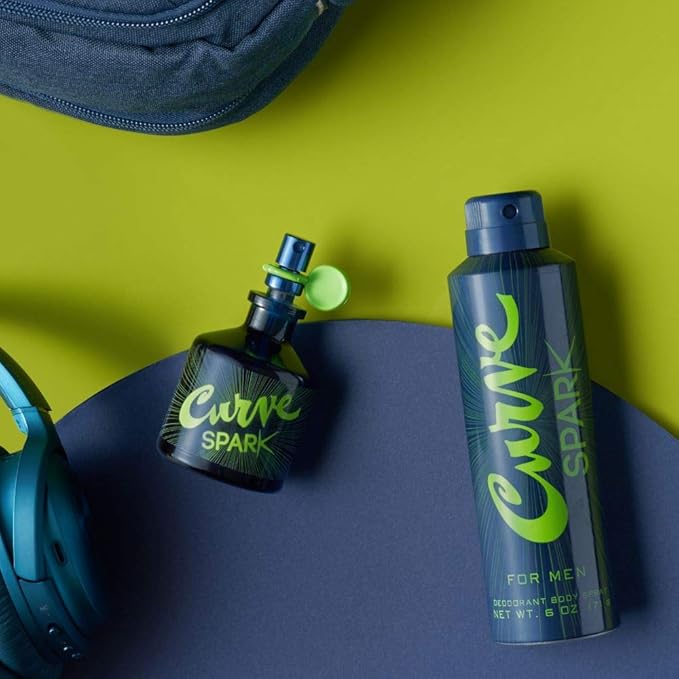 Curve Men's Cologne Fragrance Spray, Casual Cool Day or Night Scent, Curve Spark, 2.5 Fl Oz