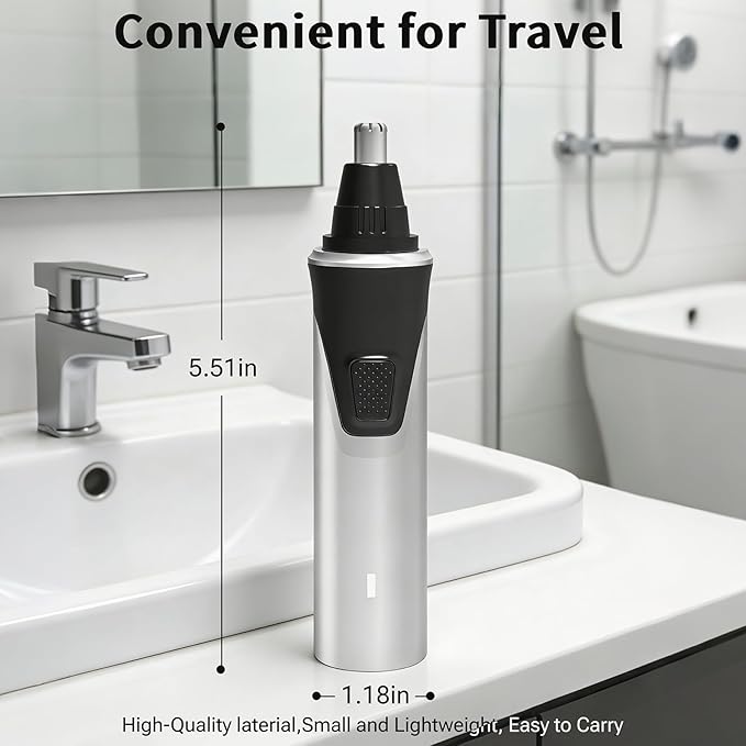 Electric Nose Hair Trimmer for Men, 2026 Professional 2 in 1 Painless Rechargeable Nose and Ear Hair Clipper, IPX7 Waterproof, Type-C Fast Charging, 6-Month Battery Life,Nose Hair kit(Gray)