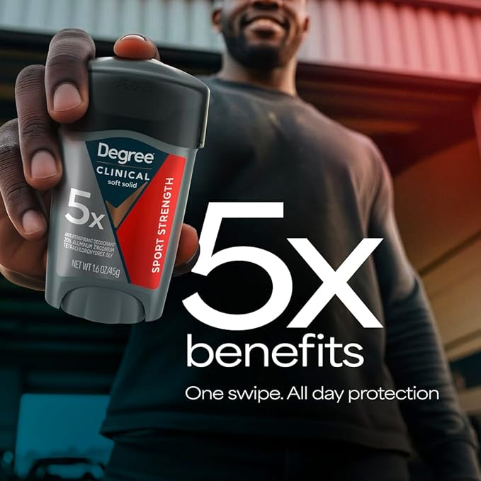 Degree Men Antiperspirant Deodorant Sport Strength,72-Hour Sweat & Odor Protection Prescription-Strength Antiperspirant For Men with MotionSense Technology, 1.7 oz (Pack of 2)