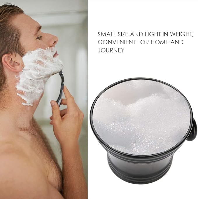 HURRISE Shaving Soap Bowl, Shave Mug For Shave Cream Foam Shaving Cream, Plastic Shaving Soap Bowls for With Handle(Black)