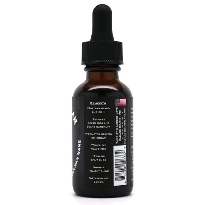 Badass Beard Care Beard Oil For Men - The Viking Scent, 1 oz - All Natural Ingredients, Keeps Beard and Mustache Full, Soft and Healthy
