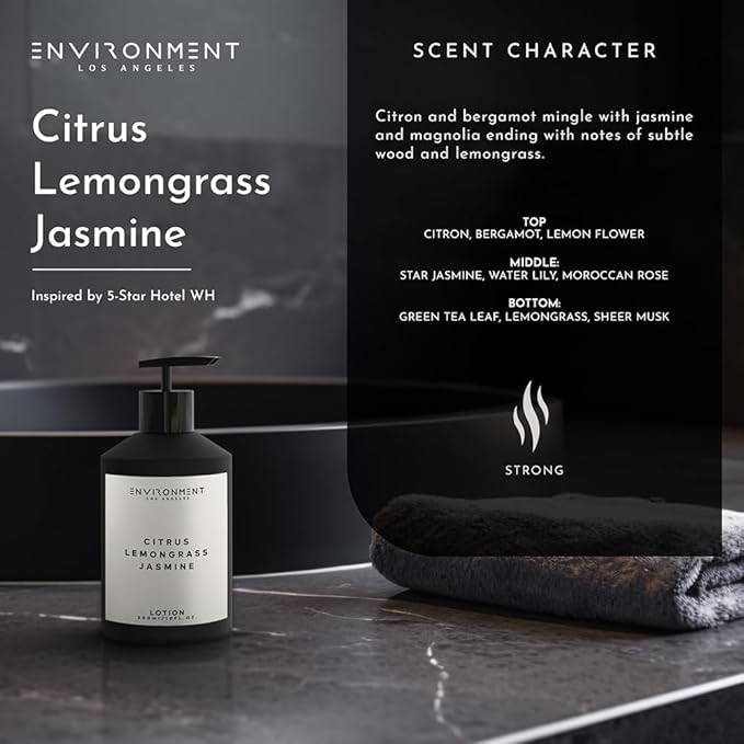 ENVIRONMENT Inspired by 5-Star Resort WH Lotion, 300ml Luxury Scented (Citrus | Lemongrass | Jasmine) Bathroom Luxury, Men & Women High-End Body Lotion, Hand Cream, Dry Skin Treatment