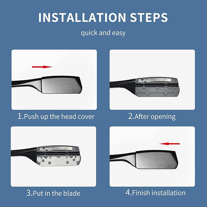 Barber Razor Professional Straight for Men: Stainless Steel Razor Close Shaving Safety Straight Edge Razor for Barbershop Salons Home Hairdressing Use (Black)