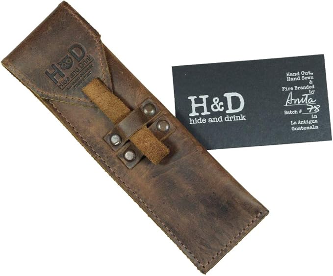 Rustic Leather Straight Razor Case Handmade by Hide & Drink (Bourbon Brown)