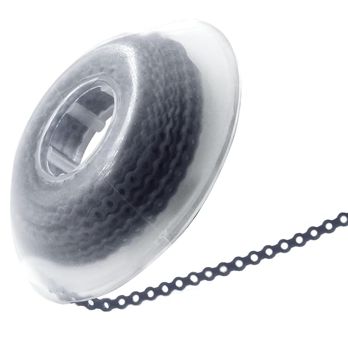 LA MIERE 1 Roll Orthodontic Rubber Chains, Braces Power Chains consisted force in closed, short, long 15'' spools (long, 0.166’’(4.2mm), Silver)