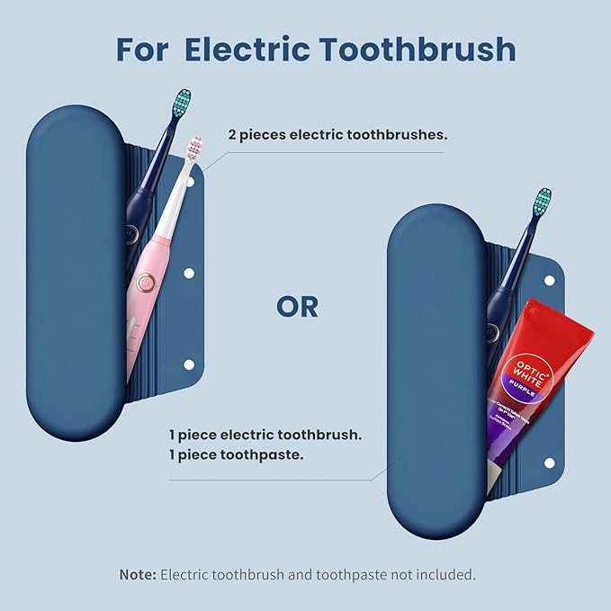 Silicone Electric Toothbrush Travel Case, Manual Toothbrush Travel Cover for Men and Women,Toothbrush Holder for Travel,Gym and More, Fits Most Manual and Electric Toothbrushes - Blue