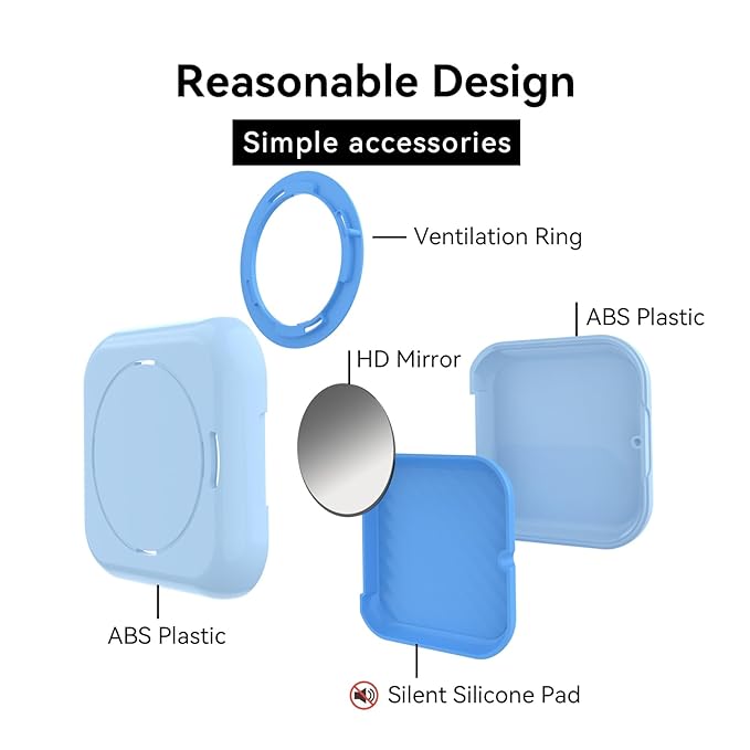 HEMILAB® Retainer Case, Slim Aligner Case with Vent Holes, Compatible with Invisalign, Mouth Guard Case with Mirror, Cute Orthodontic Retainer Case with Retainer Removal Tool and Brush, Blue
