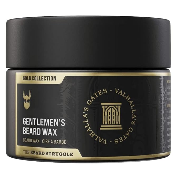 Gentlemen's Beard & Mustache Wax for Men by Beard Struggle - Viking Beard Wax Helps to Tame Style & Groom - Gold Collection - Valhalla's Gates - Moustache Wax, 50g / 1.76 US. oz.