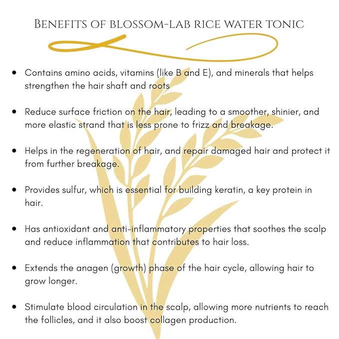 Fermented Rice Water Hair Tonic | 8 Fl OZ | Strengthening Scalp Spray for Hair Growth, Hydration & Shine with Fermented Rice Water, Biotin, Caffeine, Aloe Vera, and Rice Protein