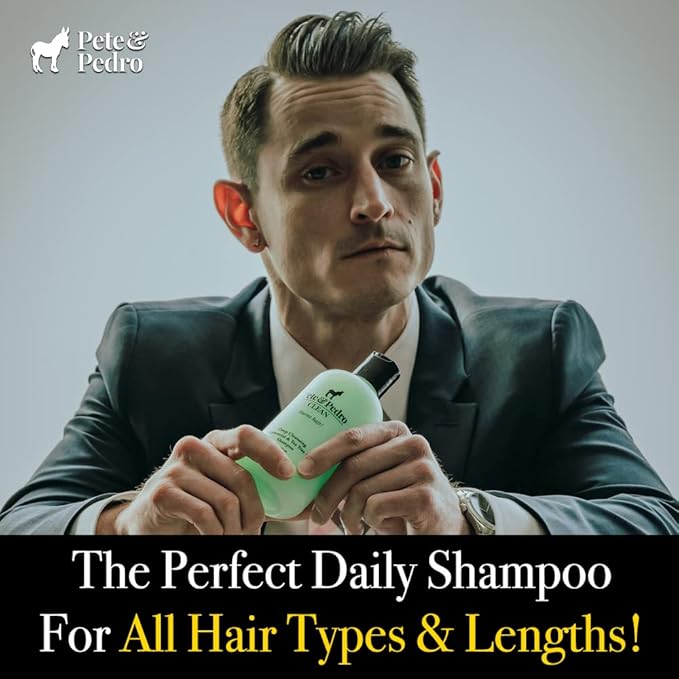 Pete & Pedro CLEAN Shampoo - Deep Cleansing Tea Tree Oil And Peppermint Daily Cleaning Haircare Shampoo For Men & Women | Helps With Dandruff & Greasy Hair | As Seen on Shark Tank, 8.5 oz.