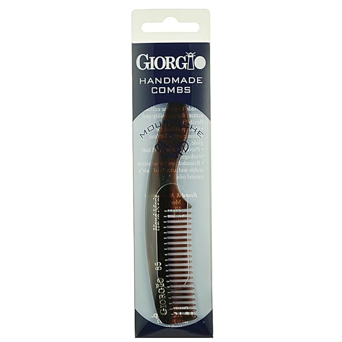 Giorgio G85 travel comb for Mustache and Beard for Men - Small Fine Tooth Pocket Comb for Everyday Hair Care - Sawcut and Hand Polished Pocket and Styling Comb - Tortoiseshell Combs (4.75")
