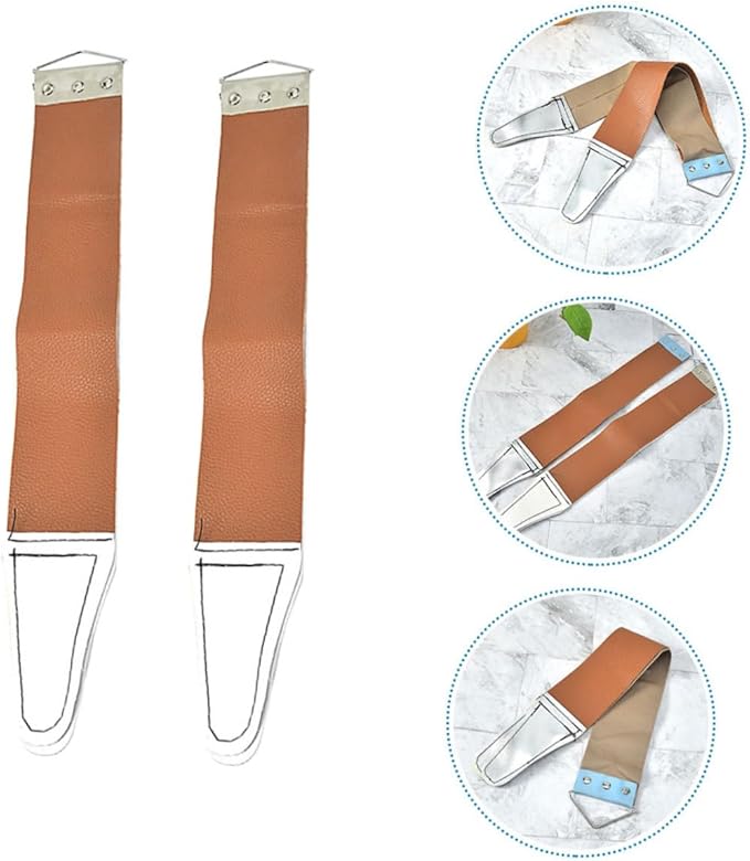 Dual-Sided Razor Strop 2-Piece Set Stainless Steel and Genuine Leather Sharpening Cloth for Men Practical Shaver Tool for Home and Travel Random Color