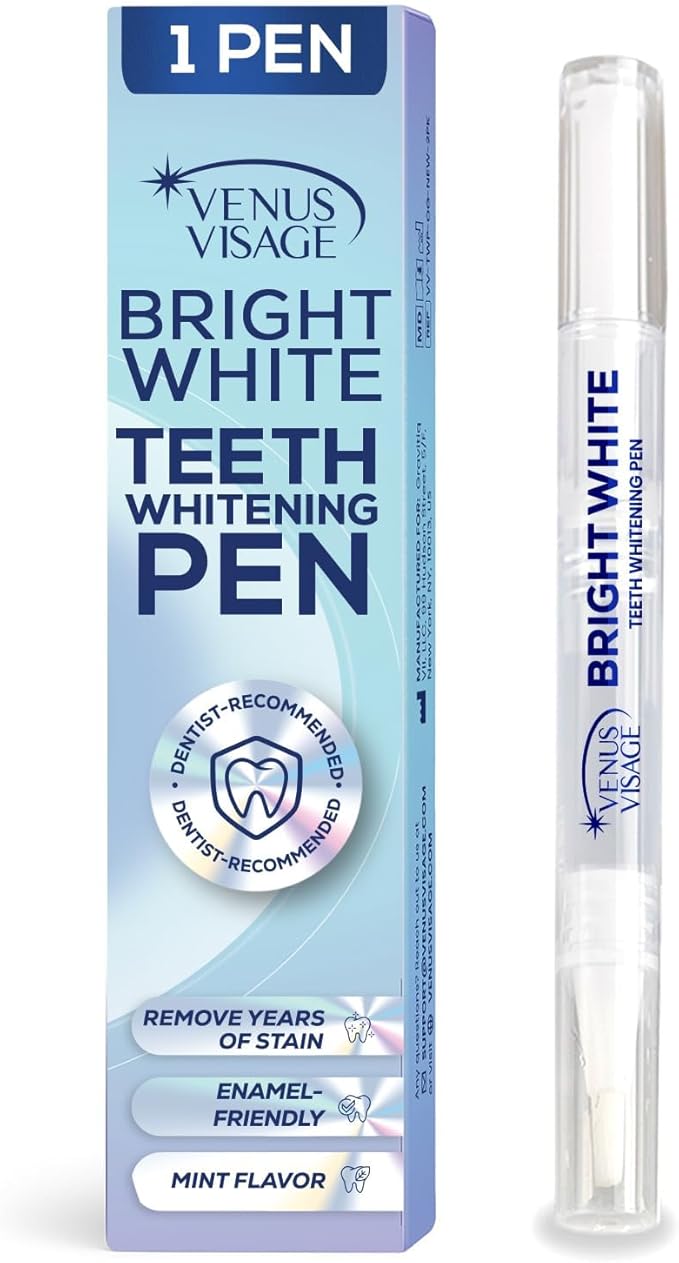 Venus Visage Award Winning Teeth Whitening Pen, 10+ Uses - Teeth whitening Gel Professionally formulated - Best Teeth whitening kit Teeth Whitener - Low Sensitivity - Mint - 0.07 Fl Oz (Pack of 1)