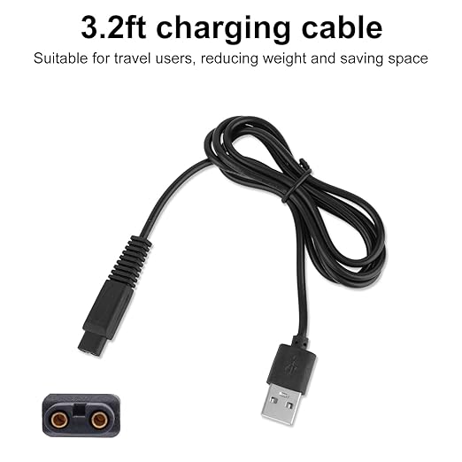 2pcs Shaver Charger Cords Replacements for Freebird, 98cm/3.2ft Durable Razor Charger Cord Replacements Compatible with Freebird & FlexSeries Head Shavers (Black)