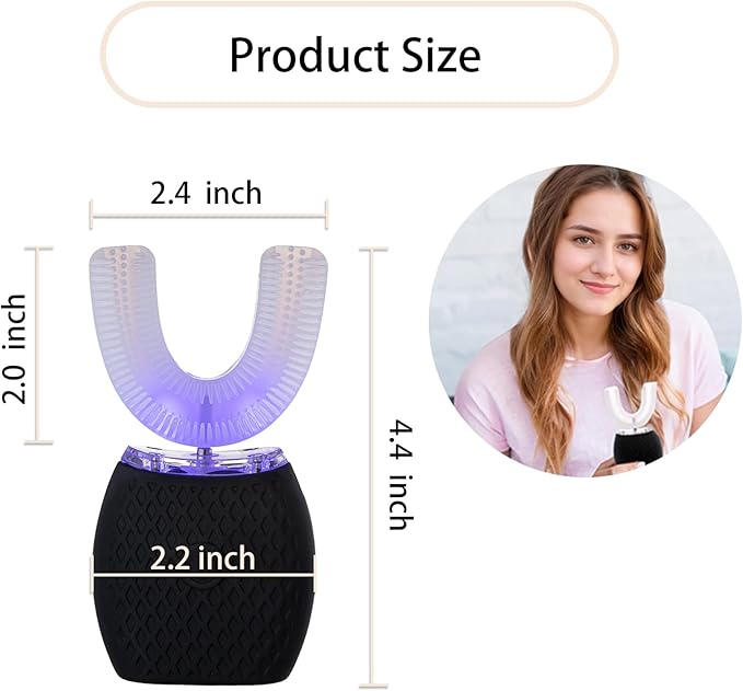 Automatic Toothbrush for Adults - Ultrasonic Electric Toothbrush Rechargeable Waterproof Design with Soft Bristles & 30s Timer Wireless Charging Portable Travel & Home Use (Black)