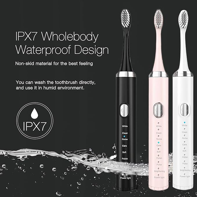 Electric Toothbrush,2025 New Rechargeable Deep Clean Toothbrush with 4 Replacement Heads,8 Modes with 2 Minutes Built in Smart Timer,Black Toothbrush for Women Kids Men Adults