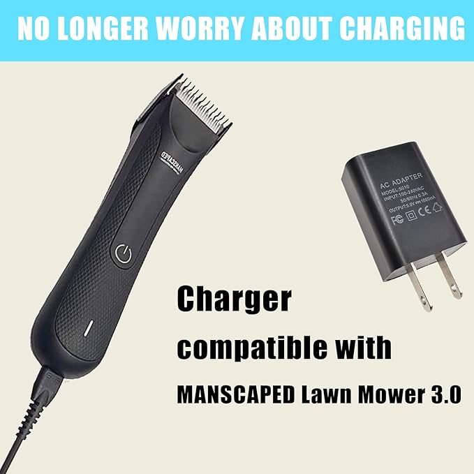 Charger Fit for Manscaped Lawn Mower 3.0/2.0 Electric Groin Hair Trimmer Replacement Charging Cable Power Cord Adapter（Wall Adatper+USB Cable）