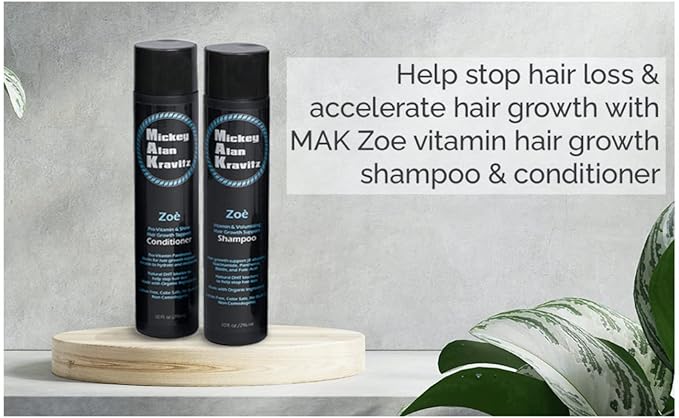 Zoe Vitamin Volumizing Hair Growth Shampoo + Pro-Vitamin Shine Conditioner with Biotin & Natural DHT Blockers for Men & Women, All Hair Types