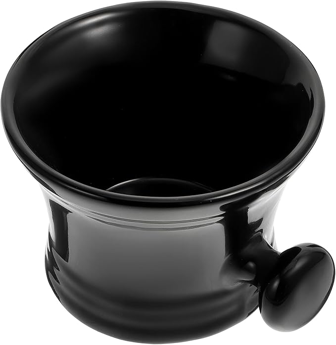 PRETYZOOM Men's Black Shaving Soap Bowl with Handle Practical Shaving Cream Container for Home and Salon Use Simple Foaming Mug