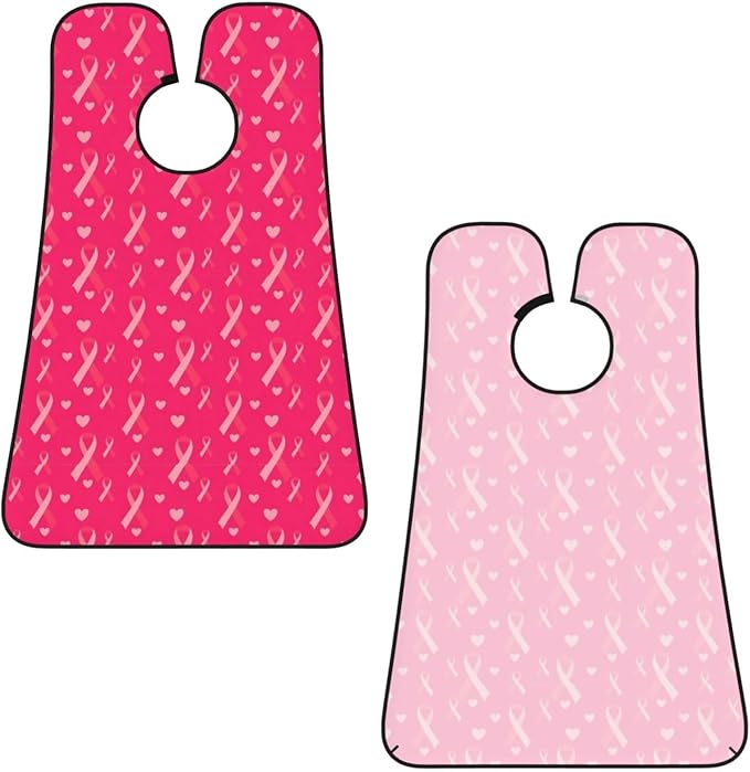 Adjustable Beard Catcher Apron, Love Heart Breast Cancer Awareness Ribbons Shave Bib, Non-Stick Waterproof Grooming Bib, Shaving Essential for Men Dad Christmas