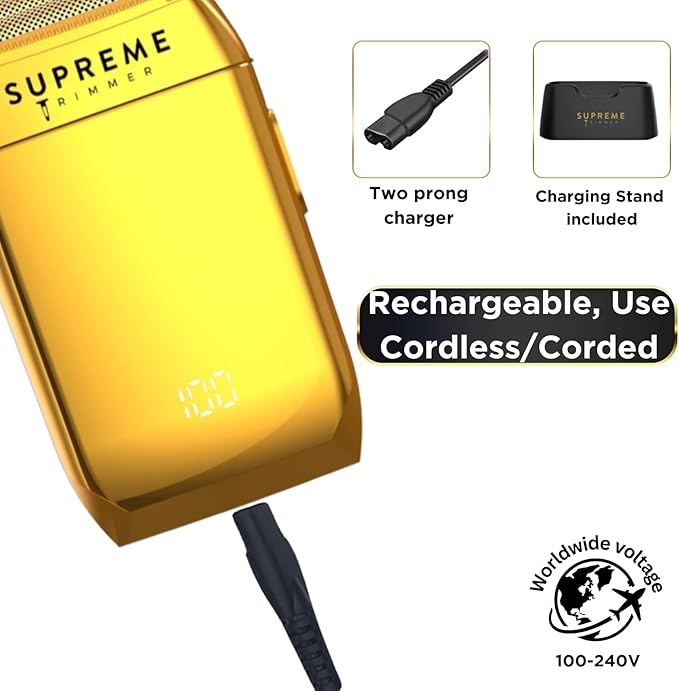 Supreme Trimmer Crunch STF602 – Waterproof Double Foil Shaver for Men | 150 Min Runtime, Wet/Dry Cordless & Corded Electric Razor | Hypoallergenic Foils for Face, Head & Stubble