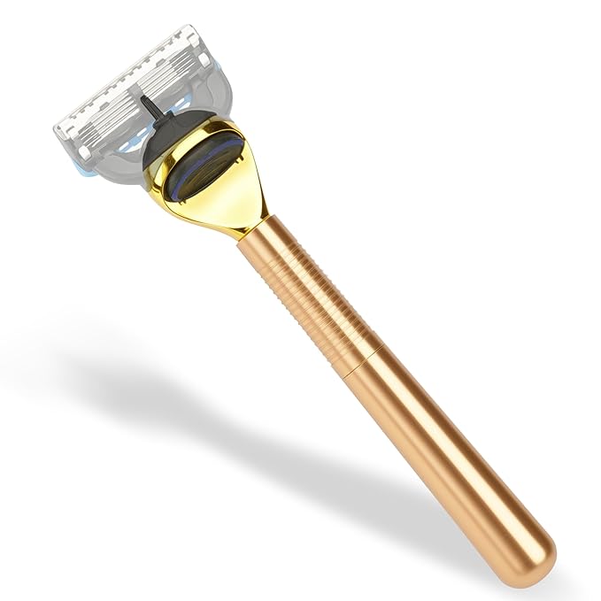 Metal Razor Handle Replacement, Men's Shaving Razor Handle, Shaver Handle Compatible with Gillette Fusion 5 Proshield & Proglide Blade Refill (Gold)