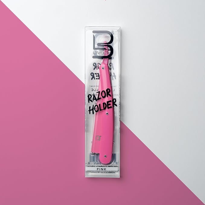 L3 Straight Razor Holder - Excellent Grip and Control - Precision Shaving Control - Level Three Straight Razor Holder (Pink)