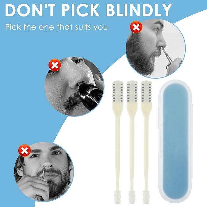 Nasal Hair Cutter with Ear Picker, 3 Pcs Double Sided Nose Trimmer 2-in-1 Manual Nasal Hair Razor Cutter for Women & Men