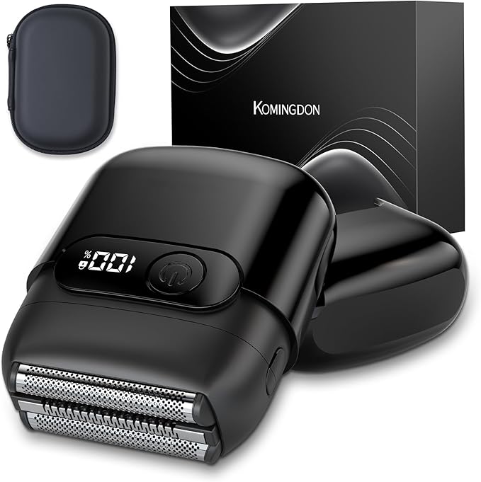 Electric Foil Shavers for Men,Mini Electric Razor with Storage Bag,3 Floating Blades,Portable mini Shaver,IPX7 Waterproof,Wet Dry Face Razor,USB-C (Black)
