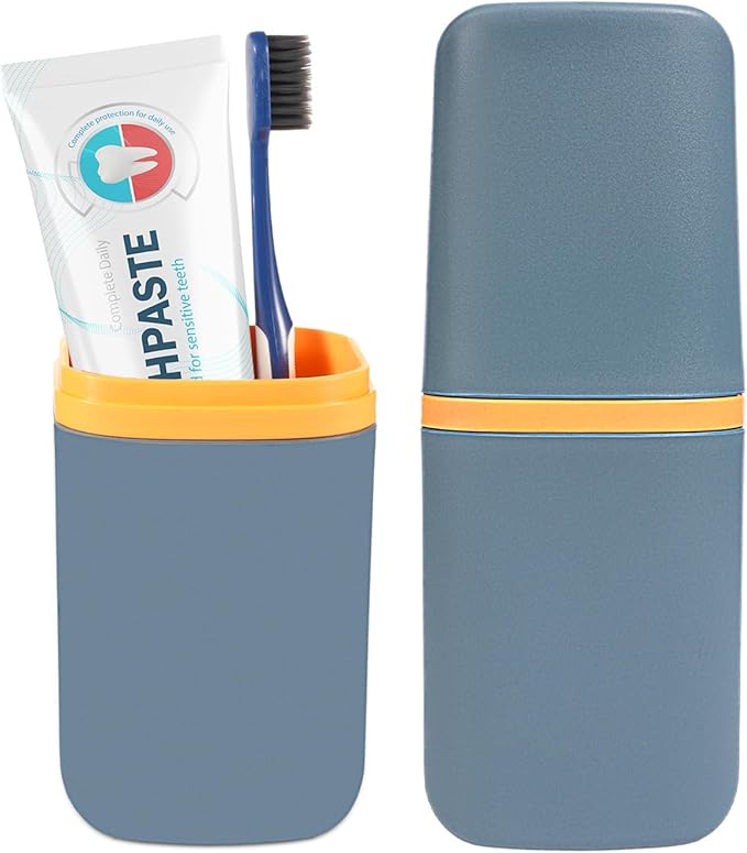 Travel Toothbrush Cup Case Portable PP Seal Tooth Brush Holders Cover Multi-Function Toothpaste Storage Container Cup for Home School Camping Business Trip Bathroom