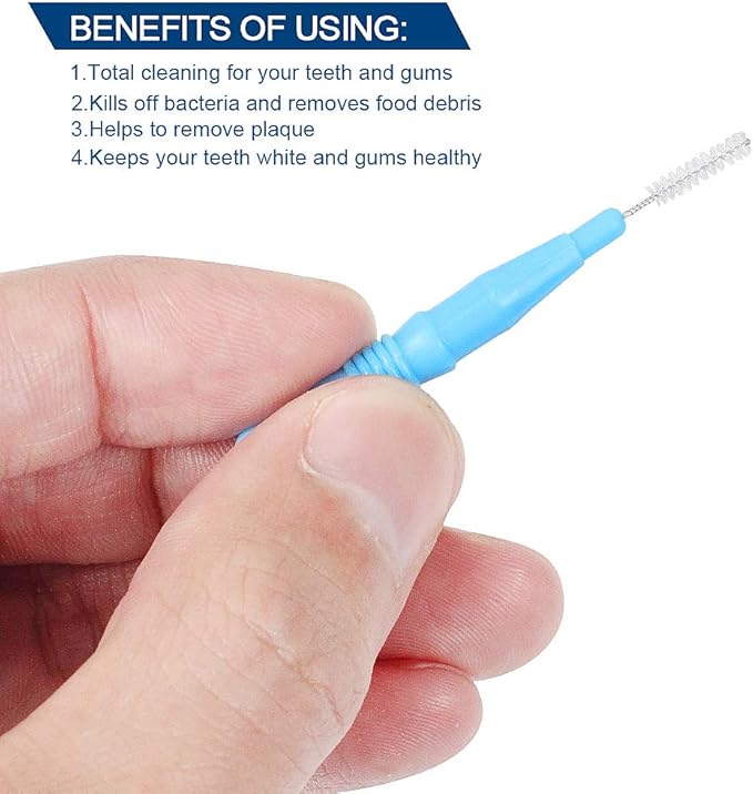 ewinever 50 Count Interdental Brush,Toothpicks Tooth Flossing Head Oral Dental Hygiene Brush,Teeth Cleaner Dental Floss Stick Tooth Cleaning Tool (3 Sizes-50PCS)
