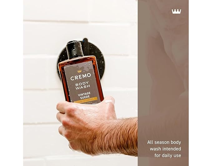 Cremo Rich-Lathering Vintage Suede Body Wash, A Vintage Suede with Notes of White Moss and Rich Amber, 16 Fl Oz (Pack of 2)