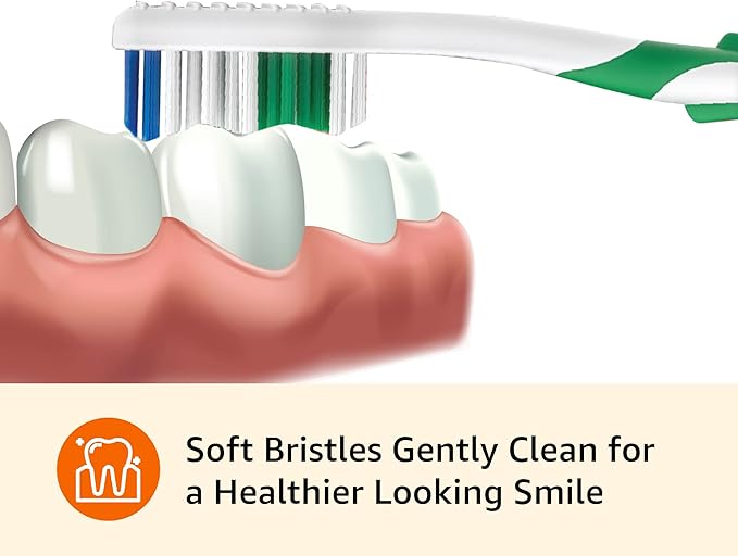 Amazon Basics Clean Plus Soft Bristle Toothbrushes with Angled End-Tuft, Cheek and Tongue Cleaner, Full Size, 10 Count, 1 Pack (Previously Solimo)