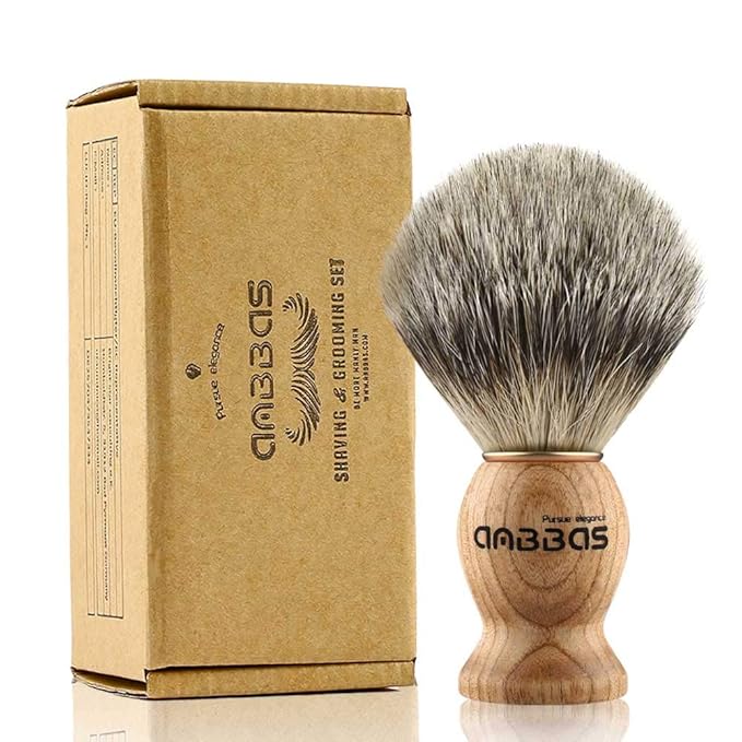 Anbbas Shaving Brush, Handmade Pure Badger Hair Brush with Natural Manchurian Ash Wood Handle for Men Traditional Wet Shaving