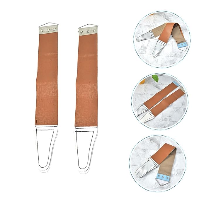 Razor Strop 2pcs Sharpening Straps Double-sided Razor Strop Manual for Home Barber Random