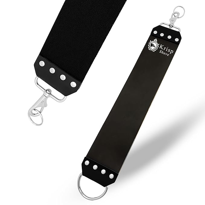 Leather Strop for Sharpening Straight Razors & Knives - Shaving Leather Strap Straight Edge Razor Double Sided Raw Cowhide Leather with Canvas For Honing Sharp Knife Razor Blades 3” Wide Stropping Kit