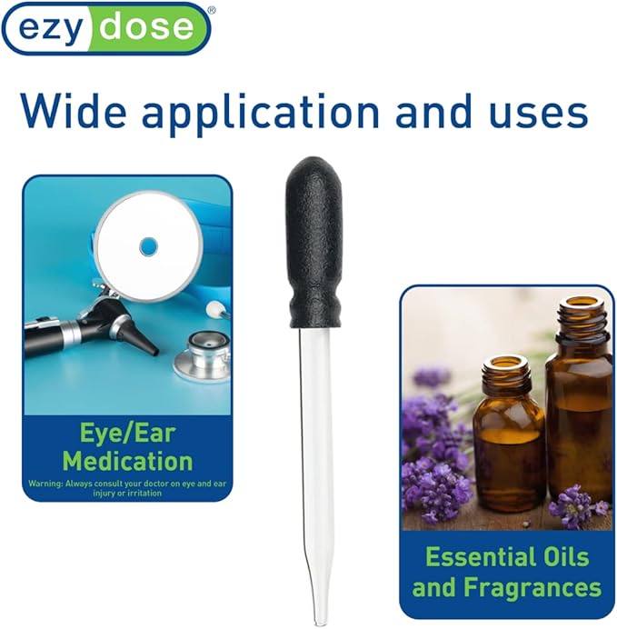 EZY DOSE Ear and Eye Medicine Dropper for Liquid Medicine, 1ml Capacity Glass, Deliver Correct Dose, Convenient and Easy to Use, BPA Free
