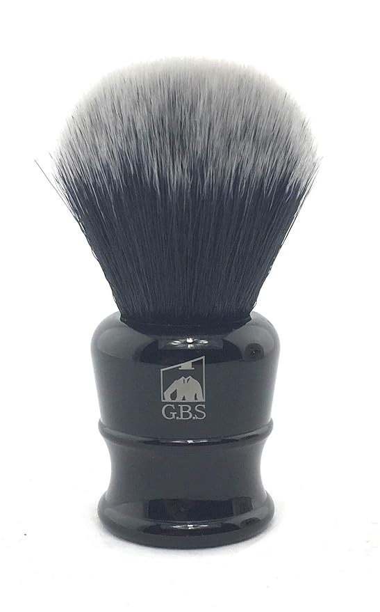 G.B.S Classic Synthetic Vegan Shaving Brush for Men, 21 mm Knot 100 mm (4in All), Onyx
