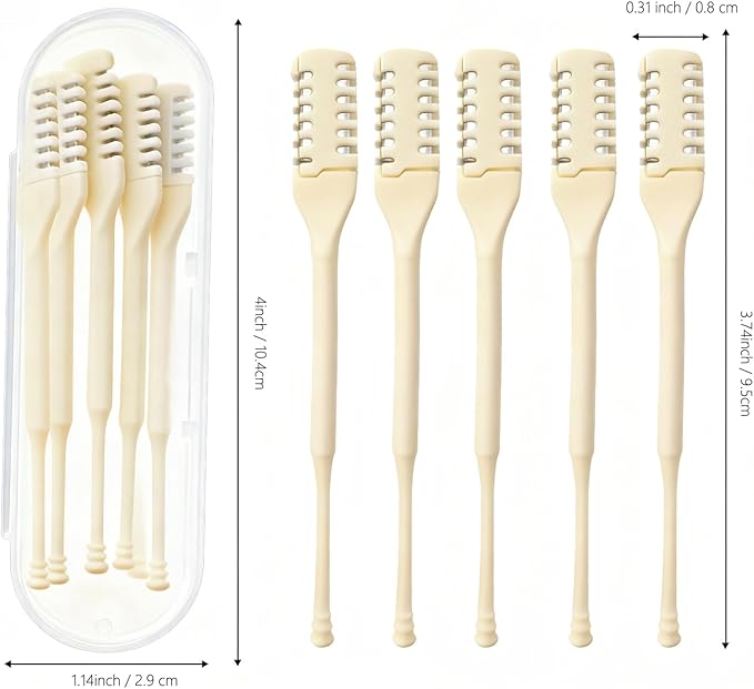 5 Pcs Nasal Hair Cutter, 360° Nostril Hair Remover Tool 2-in-1 Nasal Hair Cutter 2025 Upgraded Double Sided Nose Hair Knife Trimmer Soft Cleaning Brush Manual Hair Remover for Home Travel Essentials