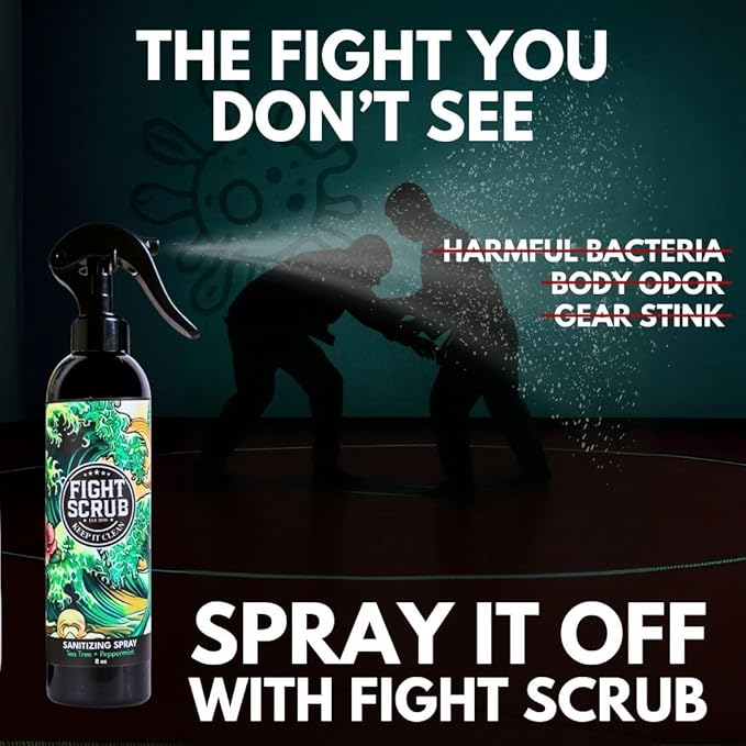 Deodorizing Spray – Refreshing Body & Gear Spray for Wrestlers, MMA, Jiu-Jitsu & Athletes – 8oz Bottle (Peppermint + Tea Tree)