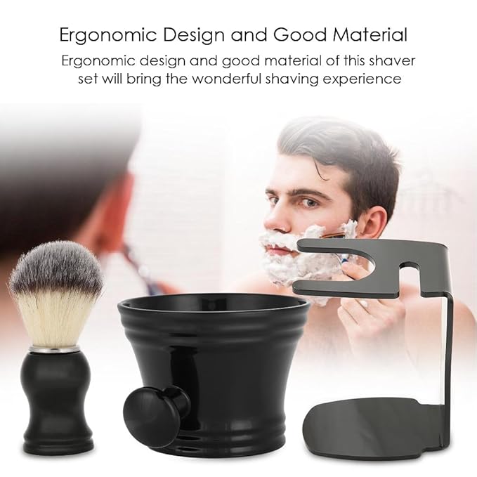 Shaving Kit for Men, 3 IN 1 Shaving Brush Set with Brush Stand & Soap Bowl
