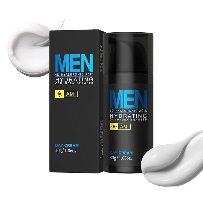 Men Hydrating Day Cream, Daily Moisturizer with 4D Hyaluronic Acid, Oil Control, Firm & Lift Hydrating Cream for Face & Body, Reduce Fine Lines, Strengthen Skin Barrier, 1.06 fl.oz.