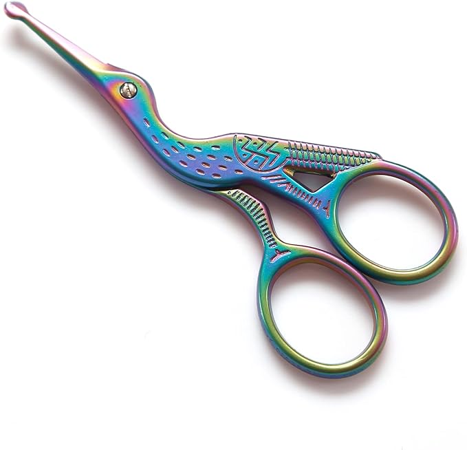 Nose Hair Scissors Rounded Tip Facial Hair Scissors Blunt Tip for Eyebrows Mustache, Eyelashes, Beard Trimming (Rainbow)