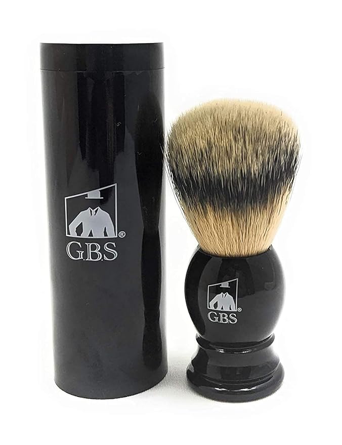 G.B.S Black Travel Shaving Brush, 4 Piece Travel Double Edge Safety Razor, and Leather Razor Case, Daily Beard Care, 10 pack of blades Snap Lock Prevent Razor Bumps