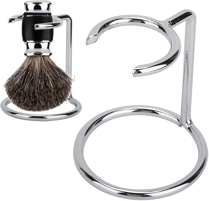 Milltrip Stainless Steel Shave Brush Stand - Men's Shaving Brush Holder Travel Shaving Brush Stand for Salon, Home, and Travel, Fits Most Shaving Brushes and Razors