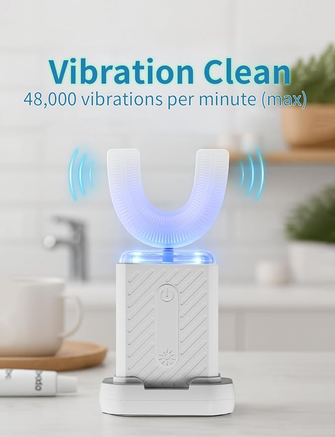 U-Shaped Electric Toothbrush, 4 Modes, 60-Second Clean, Magnetic Contact Charging, Compact and Lightweight