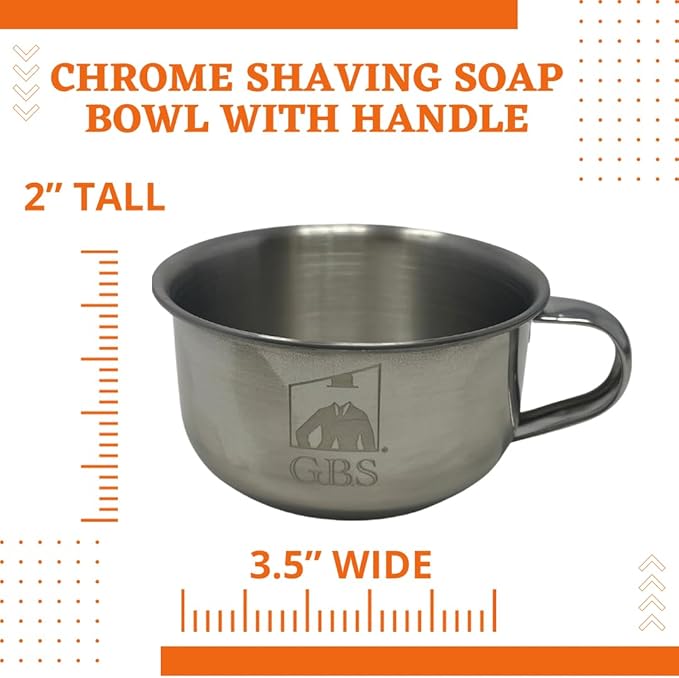 G.B.S Chrome Shaving Bowl, Stainless-steel Unbreakable, Durable for Home, Compliments Any Shaving Razor and Shave Brush